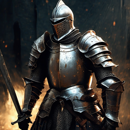 Knight after img2img battle damage pass